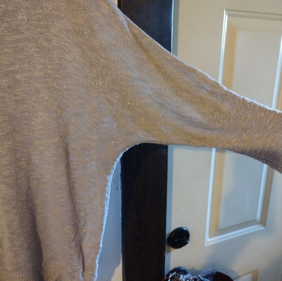 Gray sparkly crop shirt. Sleeves are a little shorter. - Picture 4 of 7